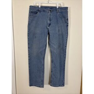 Wrangler Jeans Men's 38X30 Blue Denim Cowboy Cut Western Straight Leg Light Wash